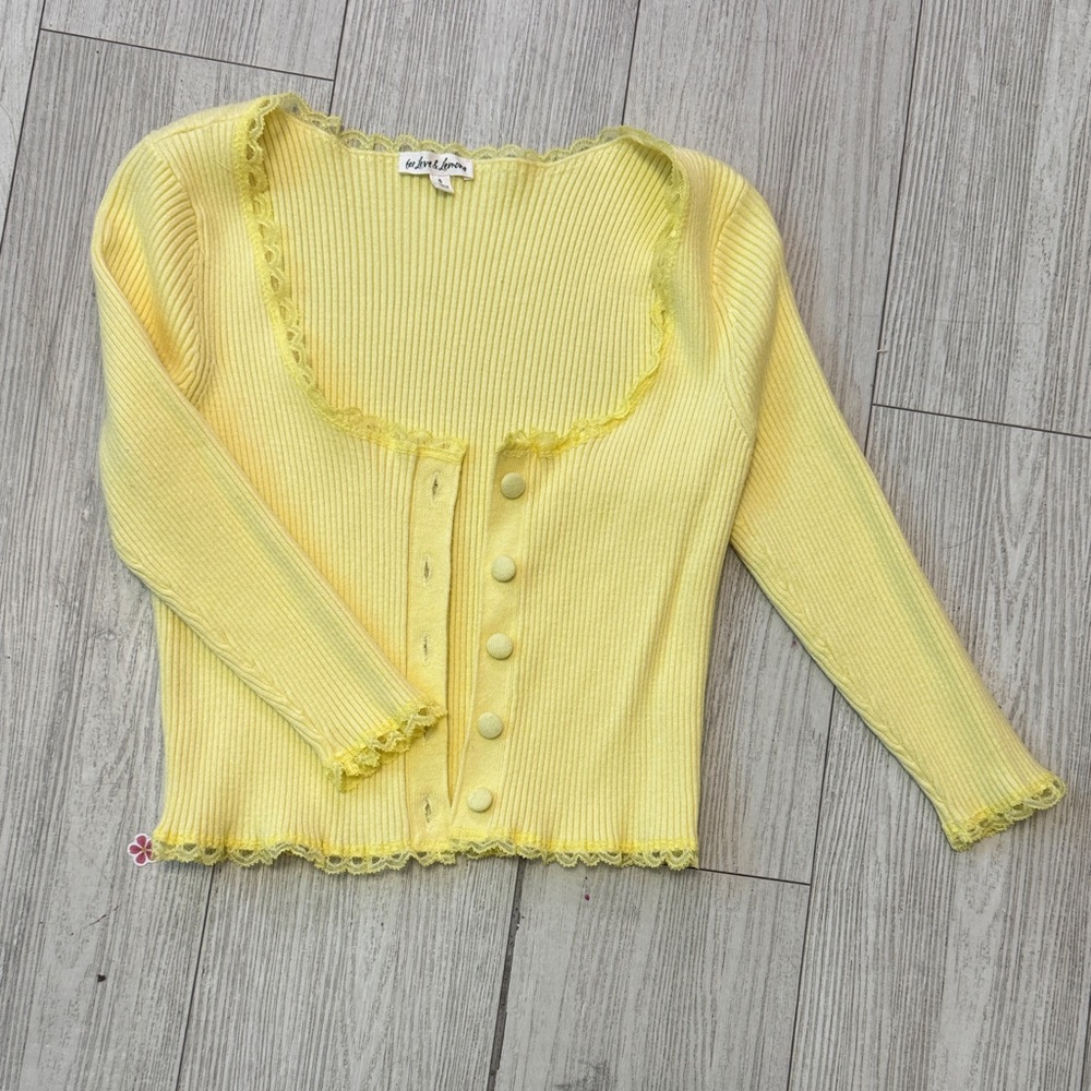 For Love And Lemons Yellow Ribbed Jacket